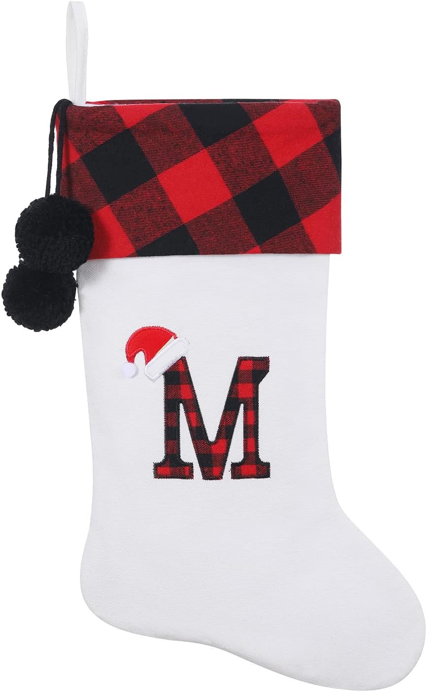 Stockings & Holders - SIRIPHUM 20 Inches Initial Monogram Embroidered lettetr Christmas Stocking，Christmas Decorations Stocking Personalized Stocking，Holiday Season Decor