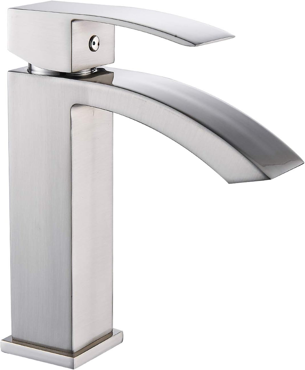 Beati Faucet Modern Single Handle Waterfall Spout Bathroom Vessel Sink Faucet, Brushed Nickel Finished