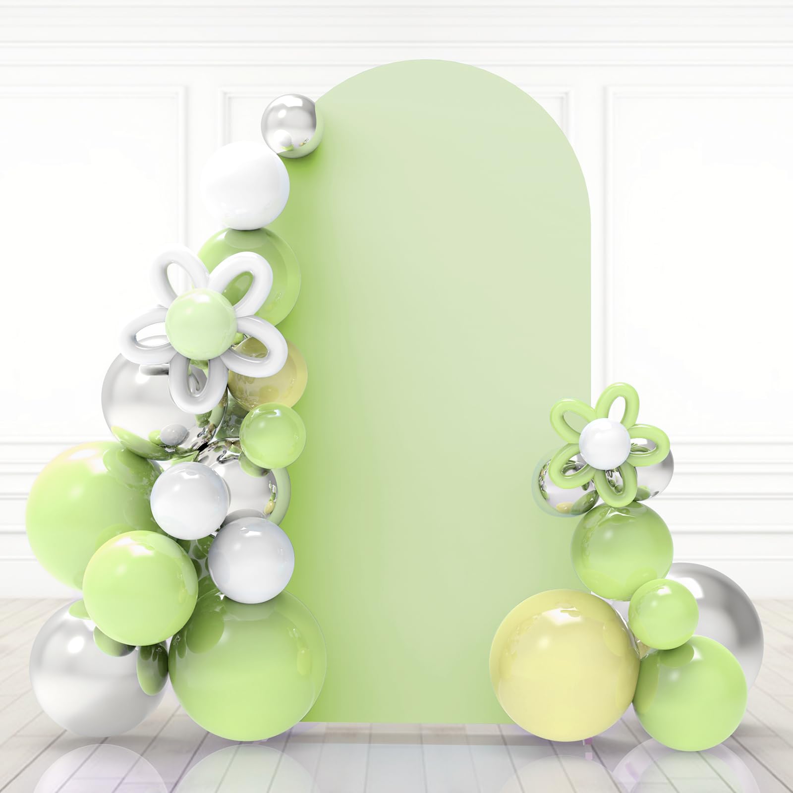 Photo 1 of Babenest 6.6ft Green Wedding Arch Cover, Spandex Fitted Arch Backdrop Cover for Photography, Round Top Chiara Stand Cover for Party Ceremony Birthday Baby Shower Anniversary Decoration