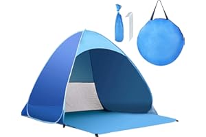 YL TRAV Pop Up Beach Tent – for 3-4 Person UPF 50+ UV Sun Protection Beach Shade Pop Up Sun Shelter with Carry Bag and Tent Stakes for Beach, Park, Camping (X-Large)