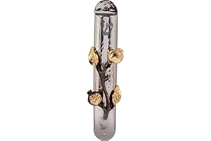 Yair Emanuel Hammered Mezuzah Case with Pomegranate Branch (10 Centimeters)