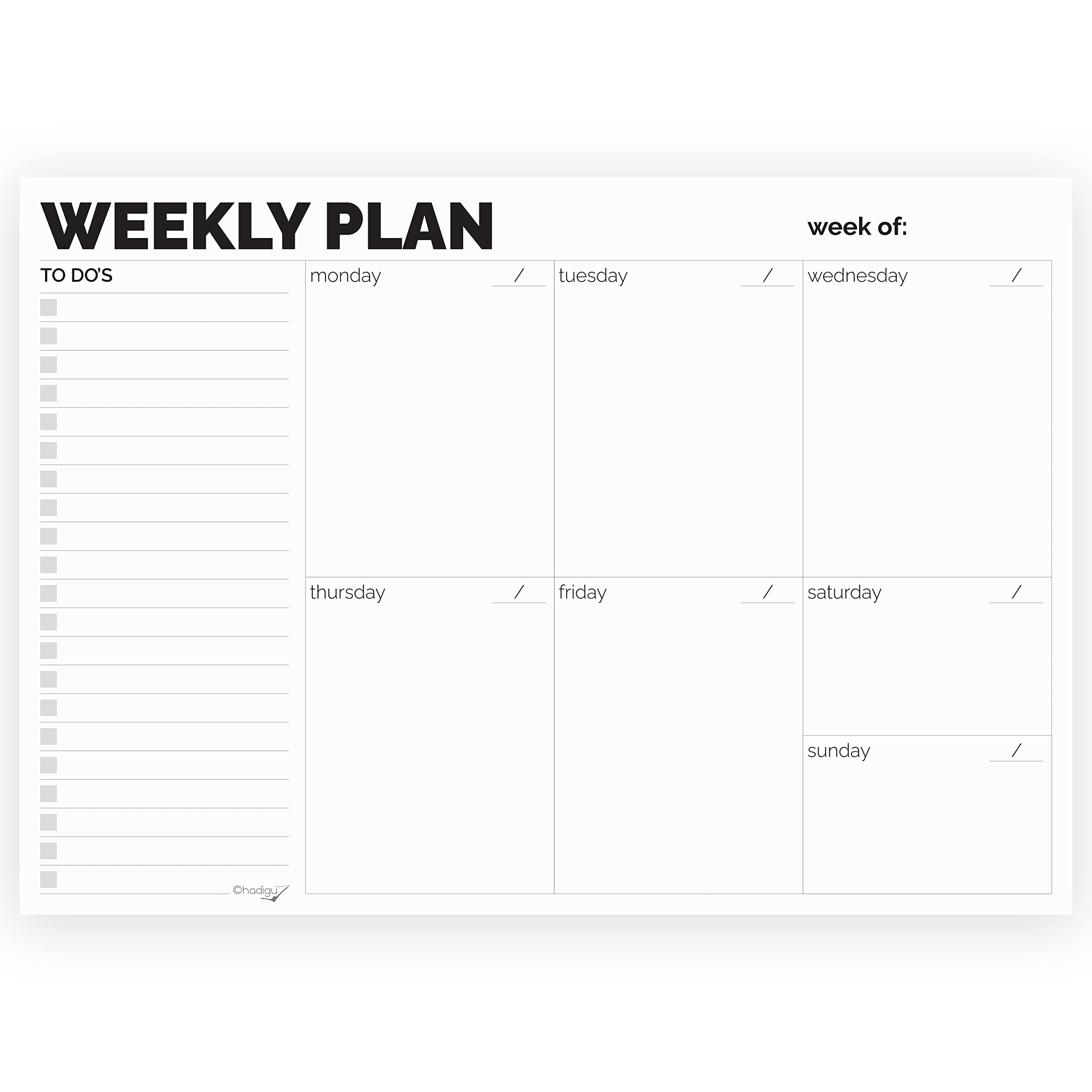 Weekly Planner Pad, Tear Off Undated Weekly Desk Planner Notepad ...