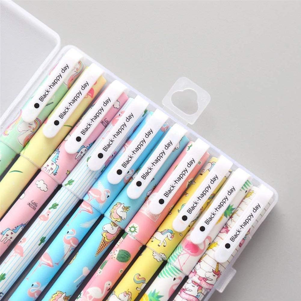 EUGU 5 Unicorn Gel Pens and 5 Flamingo Gel Pens,Cute Unicorn Gift for Girls,0.5mm Fine Point Pen,10 Black Ink