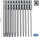 TakFree 100mm Torx Bit Set 11pcs T5-T40 1/4 inch Magnetic S2 Steel view 2