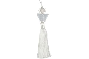 Seoulful Vintage Jade Butterfly Norigae - Korean Traditional Tassel Charm with Elegant Knot - Hanbok Accessory New Year's Gifts (White)