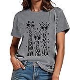 VillbeCoser Graphic Tees for Women Casual Cute Tops Funny Printed Soft Shirts Summer Short Sleeve