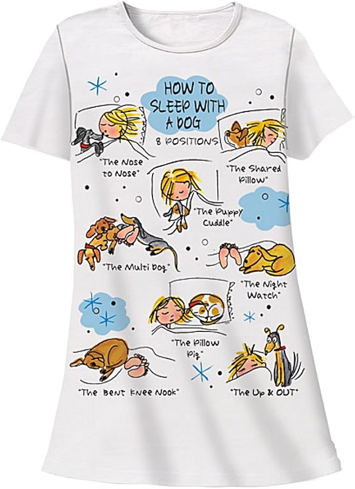 Plus Size Nightshirt Says How to Sleep with a Dog at Amazon Women’s Clothing store