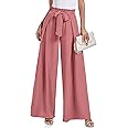 Lepunuo Wide Leg Pants for Women High Waisted Palazzo Pants Work Casual Flowy Tie Knot Trousers with Pockets