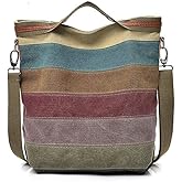 CVFAJI Womens Shoulder Bags Canvas Hobo Handbags Multi-Color Casual Messenger Bag Top Handle Tote Crossbody Bags