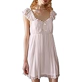 SINGINGQWEEN Women's Lace Vintage Victorian Nightgown Sleeveless Sleepwear Bbaydoll Chemises Nightdress Loungewear