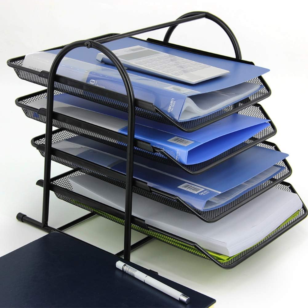 CHERCAND Multilayer Magazine Organizer Metal Mesh Desktop Holder Multipurpose Magazine Holder