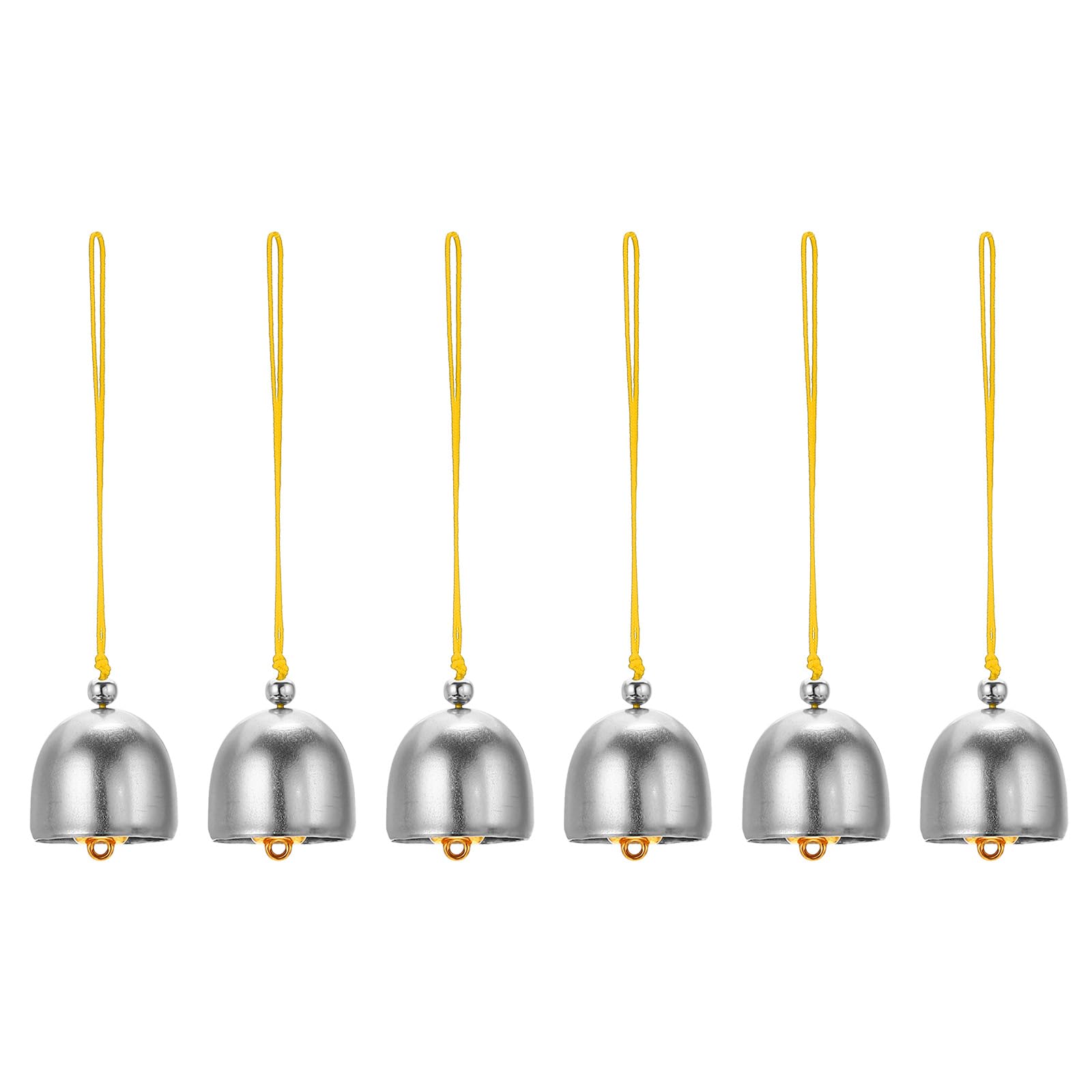 PATIKIL 6 Pcs Wind Chime, Hanging Bells Temple Bells Retro Outdoor Hanging Metal Chinese Wind Chime Round for Outside Garden Camping, Silver Yellow