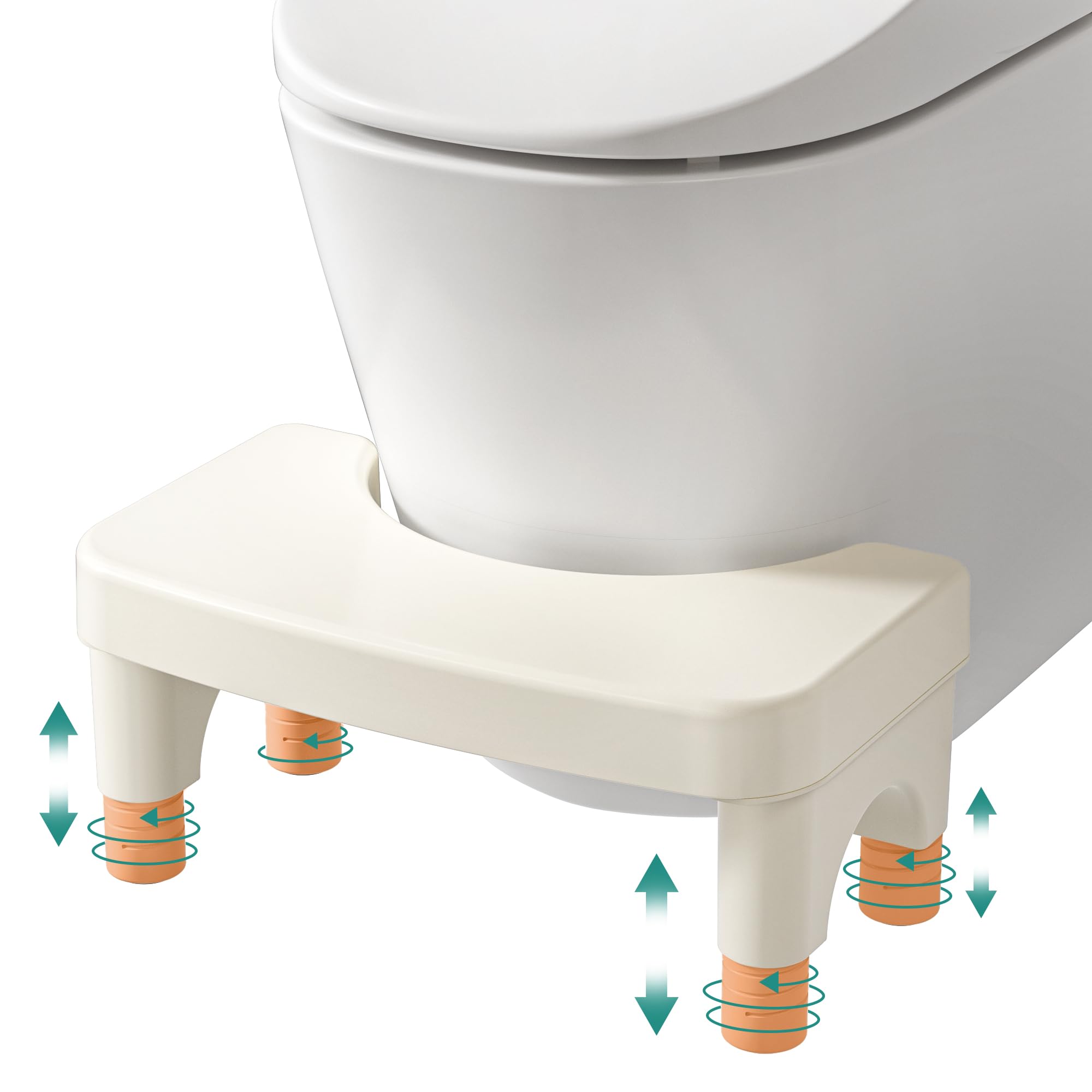 Photo 1 of FORTEMOTUS Toilet Stool Squat for Adults, Adjustable Poop Stool for Bathroom, Non-Slip Design Potty Stool Height from 6 to 9 inches, Orange