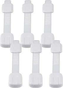 Child Safety Strap Locks (6 Pack) for Fridge, Cabinets, Drawers, Dishwasher, Toilet, 3M Adhesive No Drilling - by Eco-Baby