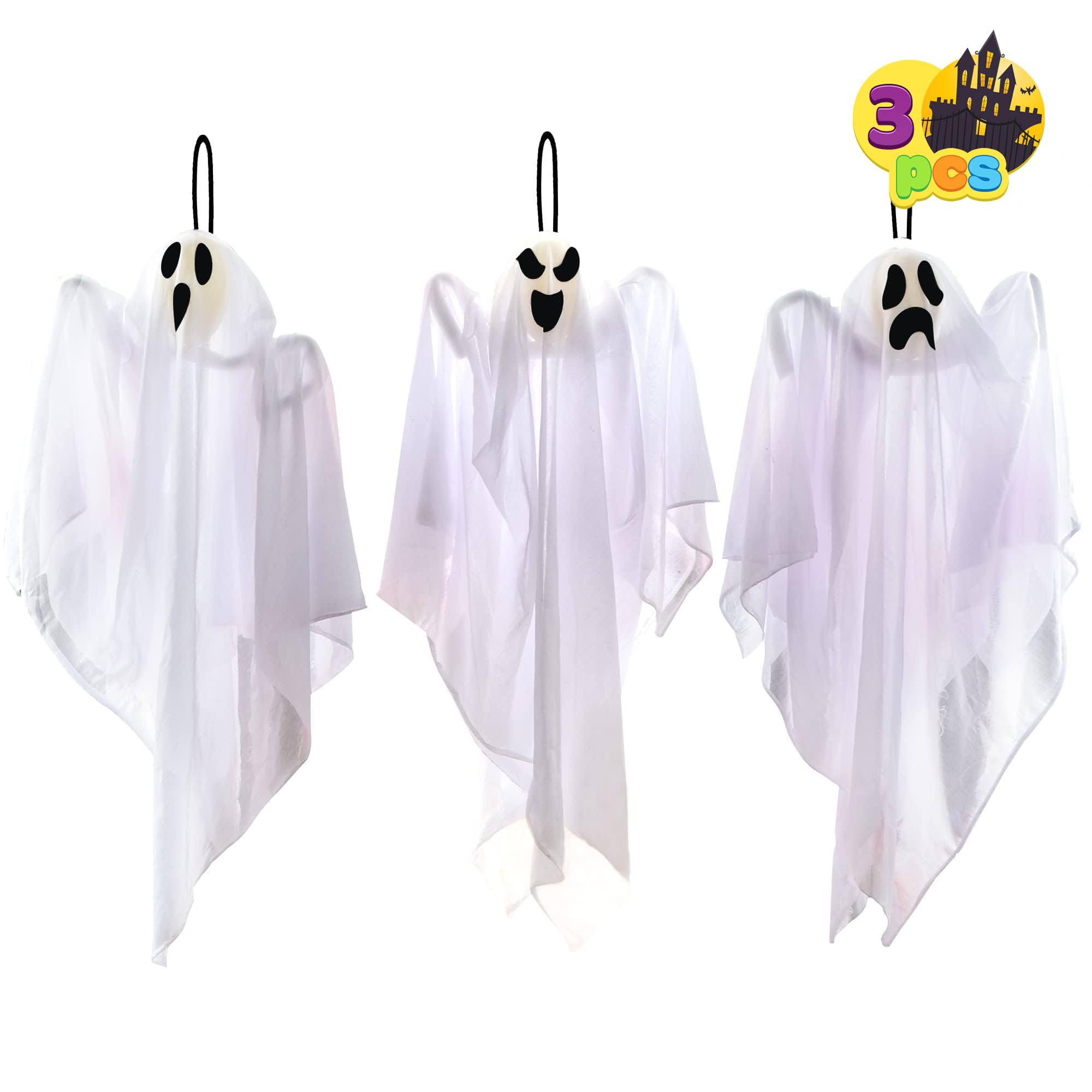Photo 1 of JOYIN 3 Pack Halloween Party Decoration 27.5" Hanging Ghosts, Cute Flying Ghost for Front Yard Patio Lawn Garden Party Décor and Holiday Decorations