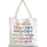 Luvadian All My Life You Have Been Faithful Christian Bible Verse Tote Bag, Religious & Bible Verse Gifts for Women, Reusable Grocery Bags