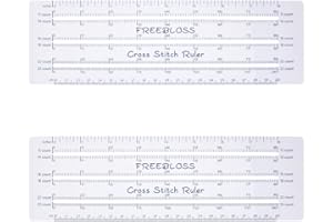 FREEBLOSS 2Pcs Cross Stitch Gauge Counted Cross Stitch Ruler Scales for 6 Fabric Counts Plastic Measuring Tool for Counting S