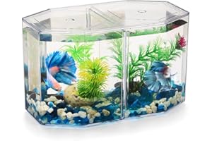 Totority Box Octagonal Fish Tank Betta Fish Bowl Small Containers Shrimp Tank Baby Cart Covers Turtle Tank Betta Fish Tank Fish Breeding Tank Betta Tank Acrylic Self-Cleaning