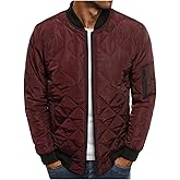 Mens Bomber Jackets Lightweight Jacket Coat Loose Fit Outwear Casual Sportswear Diamond Quilted Jackets