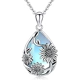 JUSTKIDSTOY Moonstone Necklace 925 Sterling Silver Teardrop Pendant Necklace Jewelry Gifts for Women Girls