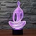 Gawell 3D Illusion Birthday Gift Lamp 16 Colors Changing Touch Switch Xmas Decoration Night Light Remote Control Acrylic Flat & ABS Base & USB Cable Toy (Yoga Meditation)