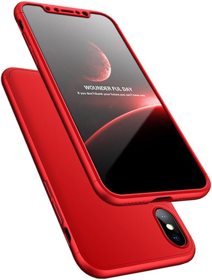 iPhone X case, iPhone 10 Cover Full Body Protective 3 in 1 Slim PC Cover,360 Degree Protection Coverage Hard Protective Case + Tempered Glass Screen Protector For iPhone X