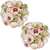 SHINE-CO LIGHTING 2 Packs Artificial Peony Flowers Silk Peonies Fake Flower Bouquet Arrangements for Home Wedding Party Decoration (Light Pink)
