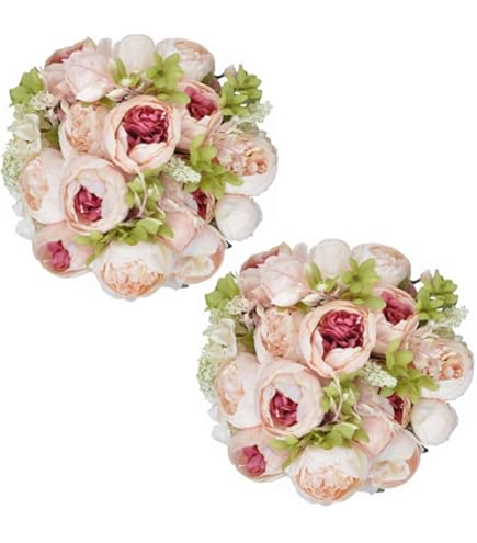 Floroom Ranunculus Lot de 18 fleurs artificielles champagne en