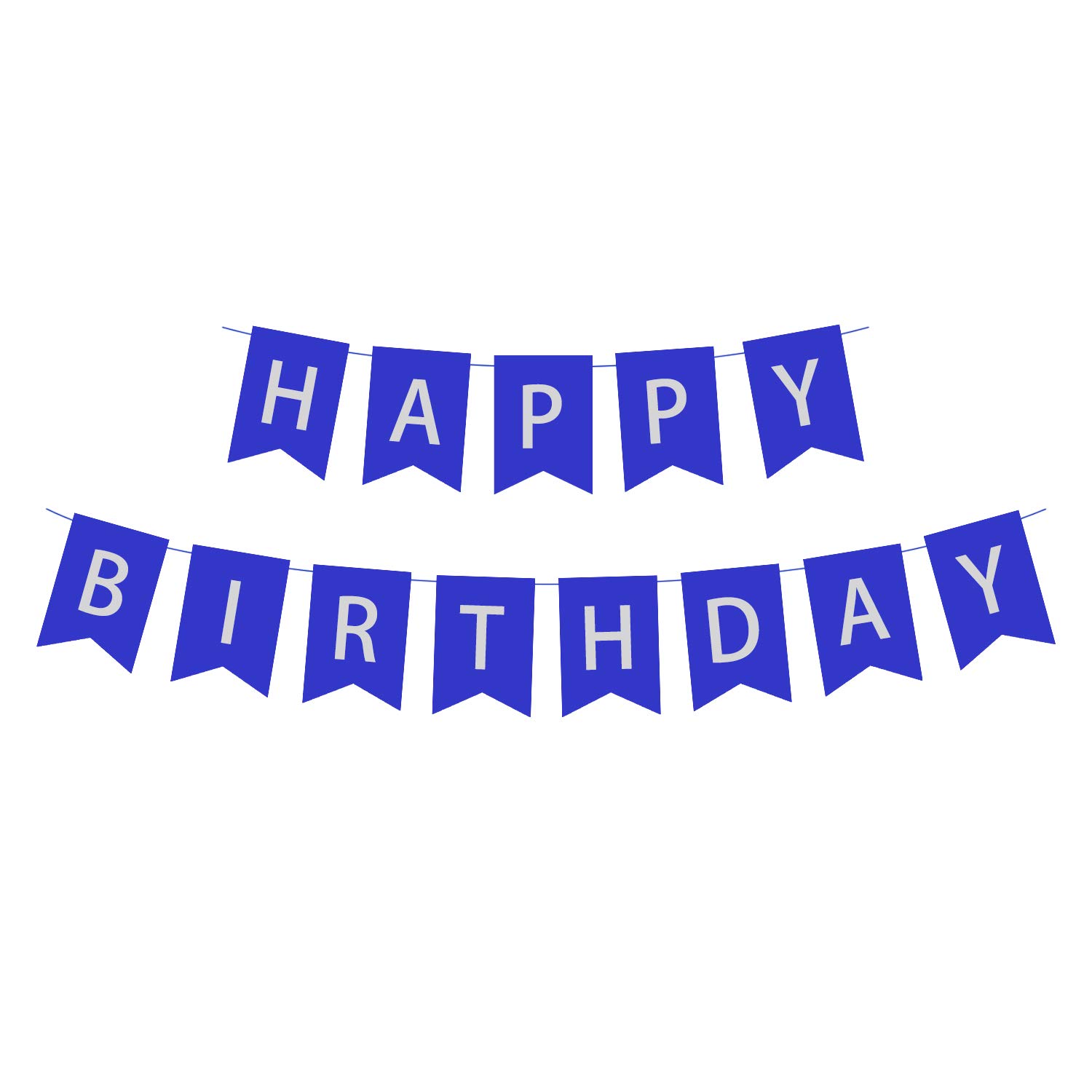 Senmaid Happy Birthday Banner Blue, Boys Birthday Large Hanging Bunting Garland Party Decoration for Boys Kids Deep Blue