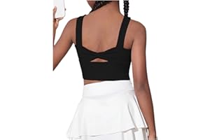 WDIRARA Girl's Twist Back Sports Bras Backless Tank Top Workout Sports Shirts for Gym