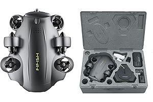 AZURAY QYSEA FIFISH V6 Expert M100 Underwater Drone, Upgraded Build Professional ROV, with 4K UHD Camera, VR Head Tracking, 6000lm LED, 100M Cable, EPP Case, Omni-Directional Movement