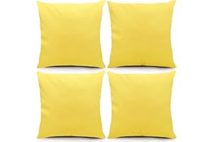 CDWERD 4 Pack Outdoor Waterproof Throw Pillow Covers Decorative Square Patio Balcony Garden Waterproof Cushion Case for Couch Sofa 18x18 inch Yellow