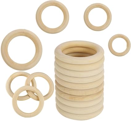 Miuse Houten Ring Houten Ringen Voor Knutselen Diy Handwerk Ring Hanger En Aansluitstuk Sieraden Maken Baby Speelgoed Zuigeling Rattle Toys 40 Stuks Houten Ring Amazon Nl