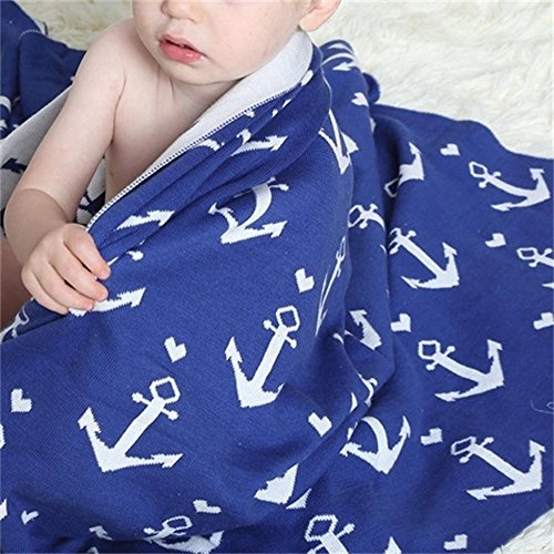Brandream Reversible Anchor Cotton Baby Blanket Nautical Nursery Crib