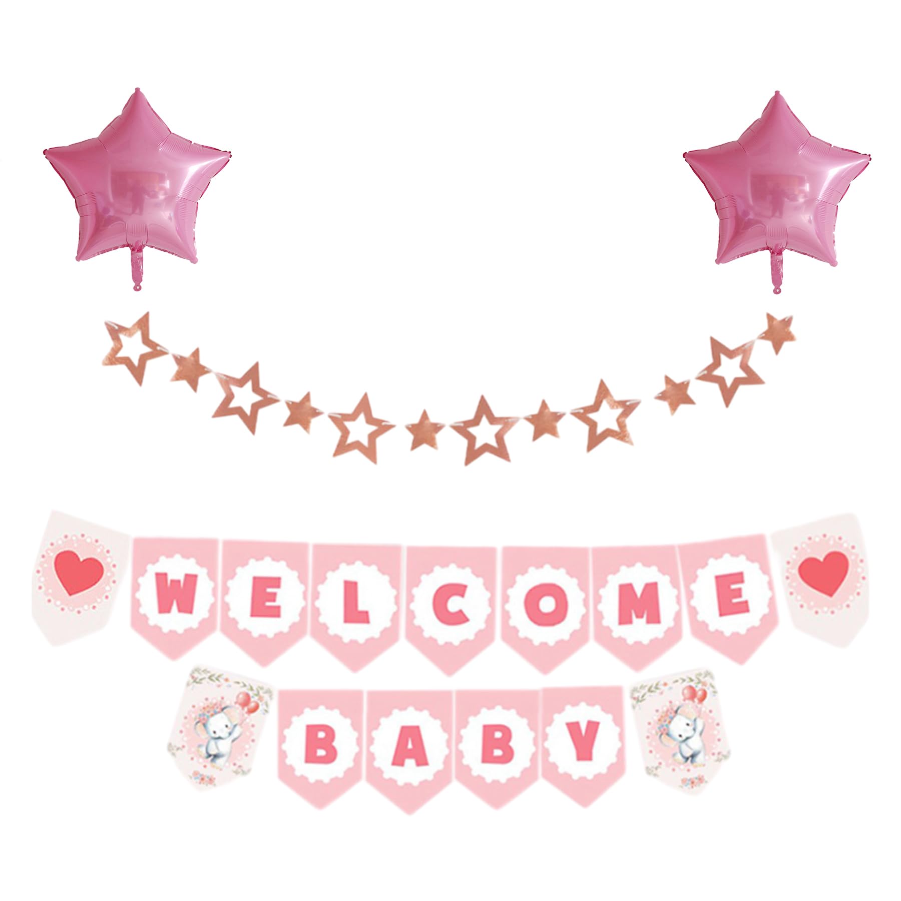 Welcome Home Baby Decorations - Welcome Home Baby Girl Decorations, Rose Gold Baby Shower Decor, Star Balloons Rose Gold, Baby Girl Decorations Welcome Home, Welcome To The World Baby Girl Balloon
