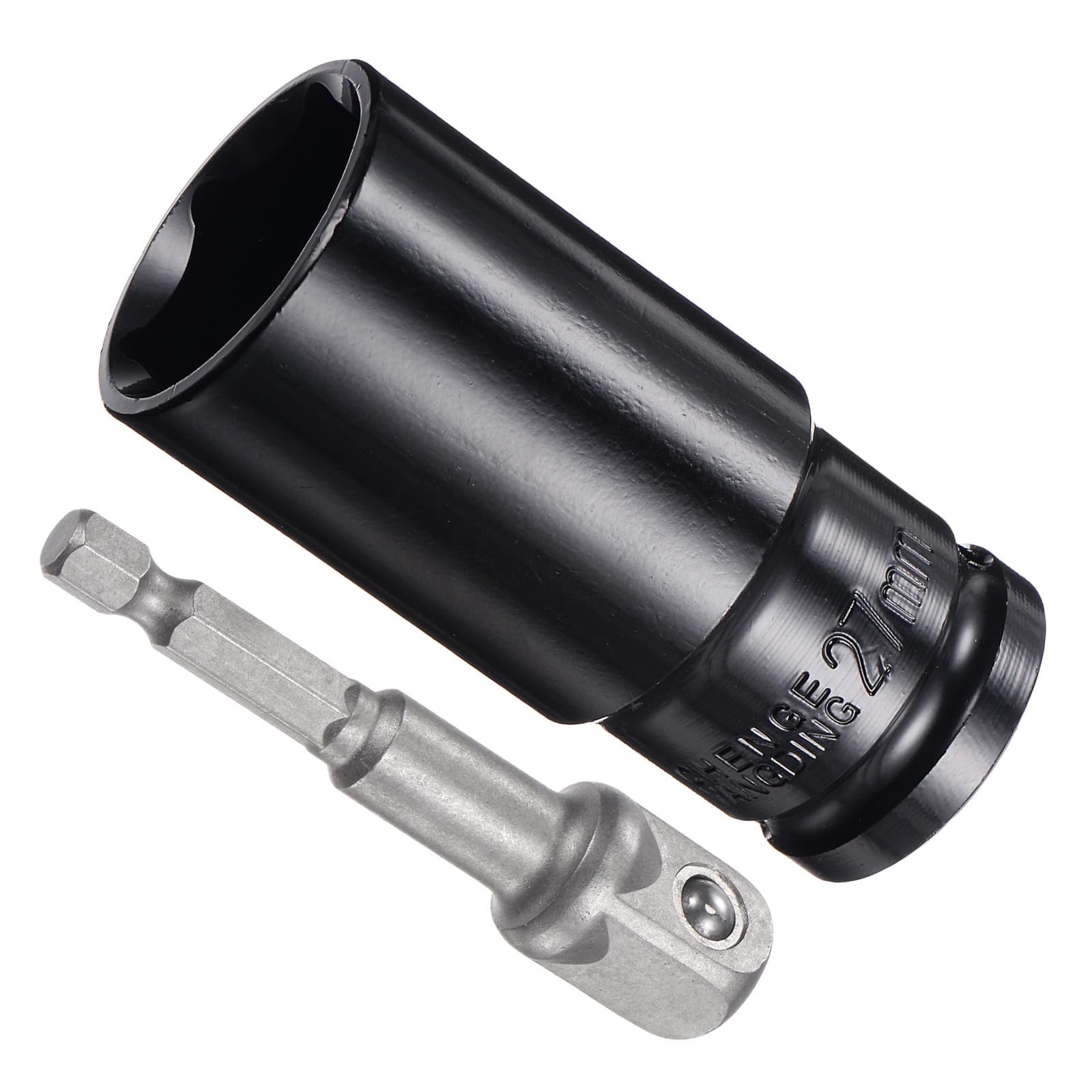 CoCud Deep Socket Set, 27mm Socket 3" Length 1/2" Drive, CR-V 6-Point Drive Socket Accessory Set with 1/4" Socket Adapter - (Applications: for Electric Hand Drill Screwdriver)