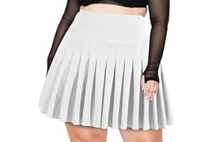 Moon Wood Women's Plus Size Pleated Mini Skirt- Girls High Waist Tennis Athletic Skirt with Shorts
