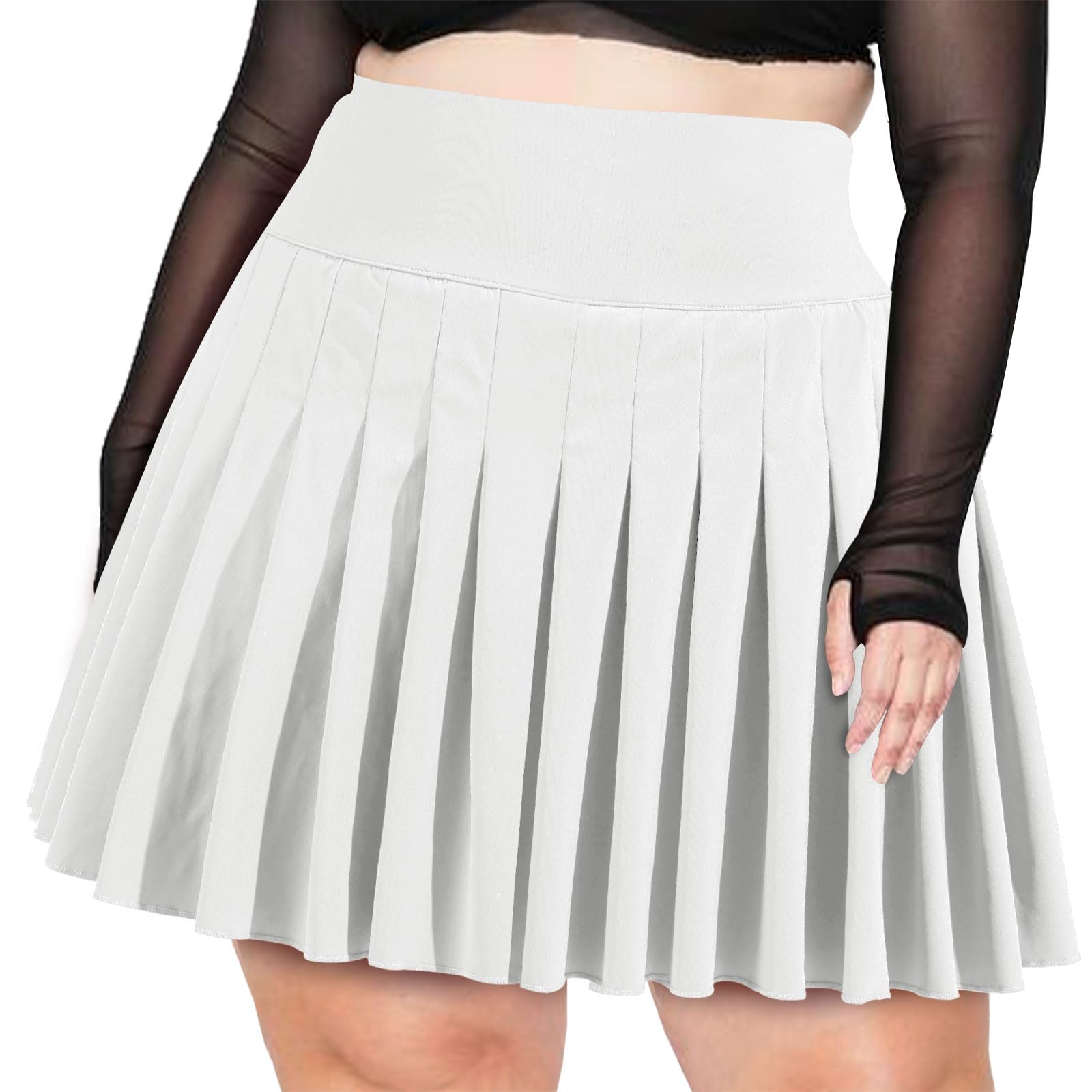 Photo 1 of 1XL-Moon Wood Women's Plus Size Pleated Tennis Skirt- Girls High Waist Athletic Golf Skirts with Shorts White