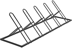 Skcoipsra Bike Rack, 5 Adjustable Bicycles Floor Parking Stand for Indoor Garage, Free Standing Cycle Storage Organizer for Mountain MTB Road Kids Bikes, Black