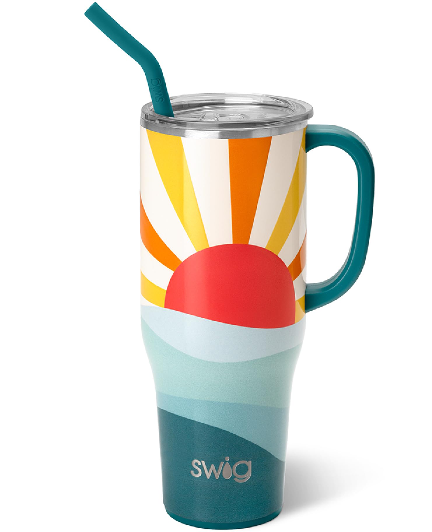 Swig Life 40oz Mega Mug, 40 oz Tumbler with Handle and Straw, Cup Holder Friendly, Dishwasher Safe, Extra Large Insulated Tumbler, Stainless Steel (Sun Dance) Image