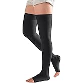 Compression Stockings for Women & Men,Open Toes Medical Support Hose Moderate Graduated 15-20mmHg Thigh High Toeless Compression Socks for Circulation Varicose Vein Swollen legs Travel Flight Pregnant