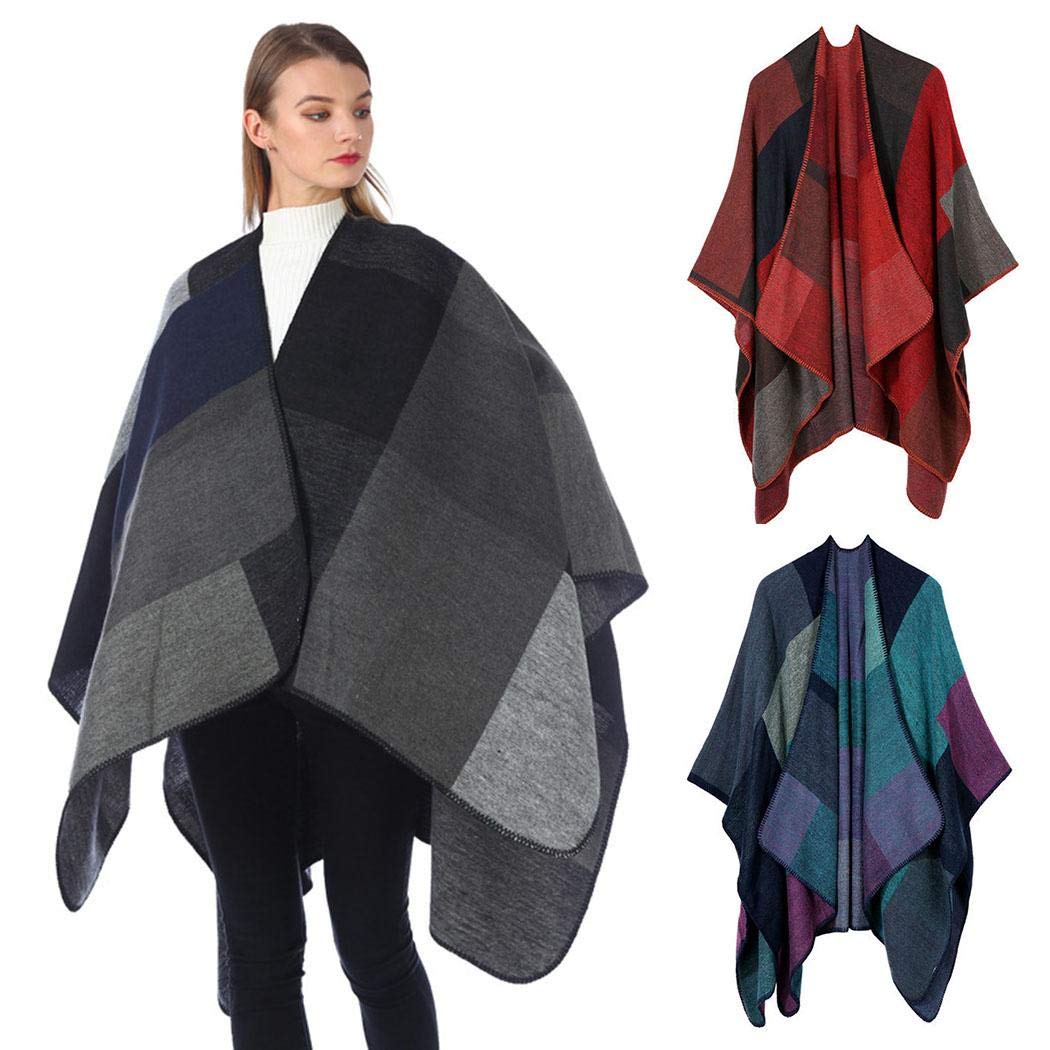 XioNiu Women Fashion Patchwork Loose Winter Warm Wraps Cloak Shawl Cold Weather Scarves & Wraps