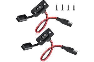 ELECTOP Rectangular Connector Power Socket Sidewall Port, Weatherproof Quick Connector Solar Panel Flush Mount SAE Plug Adapter, 12AWG SAE Cable for Solar Generator Battery Charger (2 Pack)
