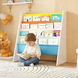 Rainbow Tree 4-Tier Kids Sling Book Rack Yellow Book Shelf Easy Reach view 3