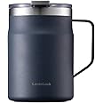 LocknLock Stainless Steel Double Wall Insulated with Handle, Lid, 16 oz, Navy Metro Mug, 1 Count (Pack of 1)