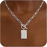 CHESKY Cross Necklace for Women Trendy, Dainty 14K Gold Plated Paperclip Charm Necklace for Womens Chunky Cross Pendant Necklace Gold Jewelry Religious Christian Gifts for Christians