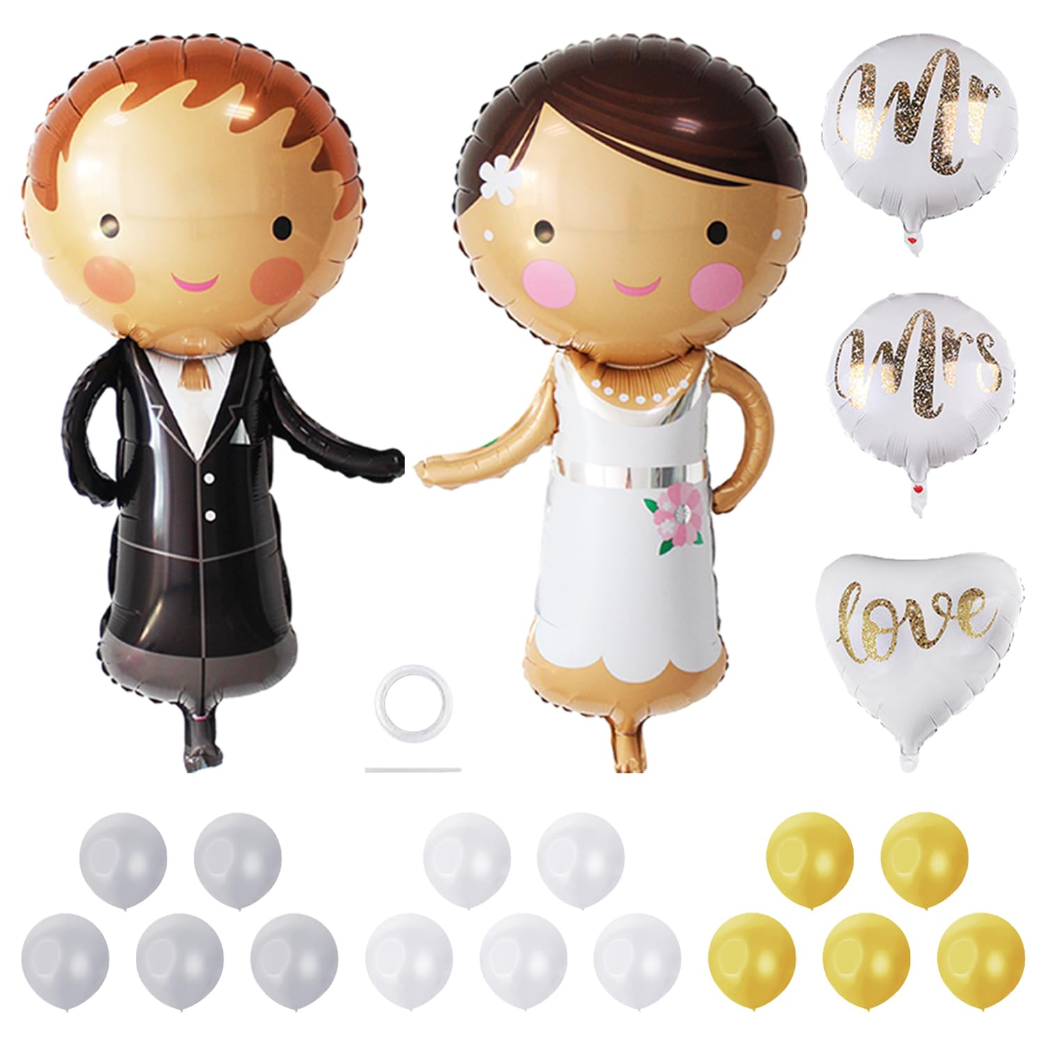 TYGFRT 22-Piece Wedding Decoration Set, Elegant Balloon for Groom and Bride, Suitable for Weddings and Anniversaries
