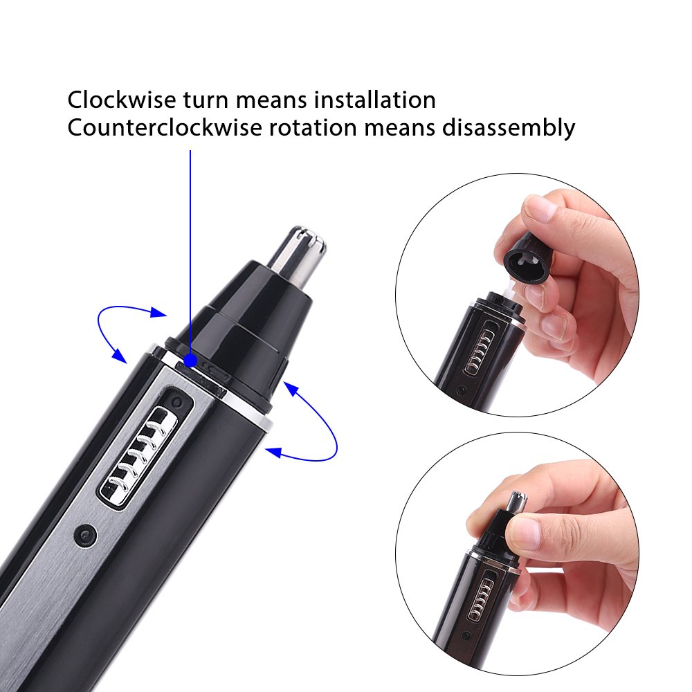 AGM Profesional 4 en 1 Recortador de vello nariz, cejas, bigotes y orejas recargable con hoja de acero inoxidable para hombres