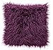 Chanasya Soft Shaggy Fuzzy Mangolian Faux Fur Cozy Elegant Chic Decorative Aubergine Throw Pillow Cover Pillow Sham- Violet Purple 2-Pack Throw Pillowcase 18x18 Inches (Pillow Insert Not Included)