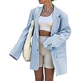 Grlasen Women Casual Elegant Long Sleeve Oversized Lapel Blazers Open Front Solid Work Office Jacket Blazer